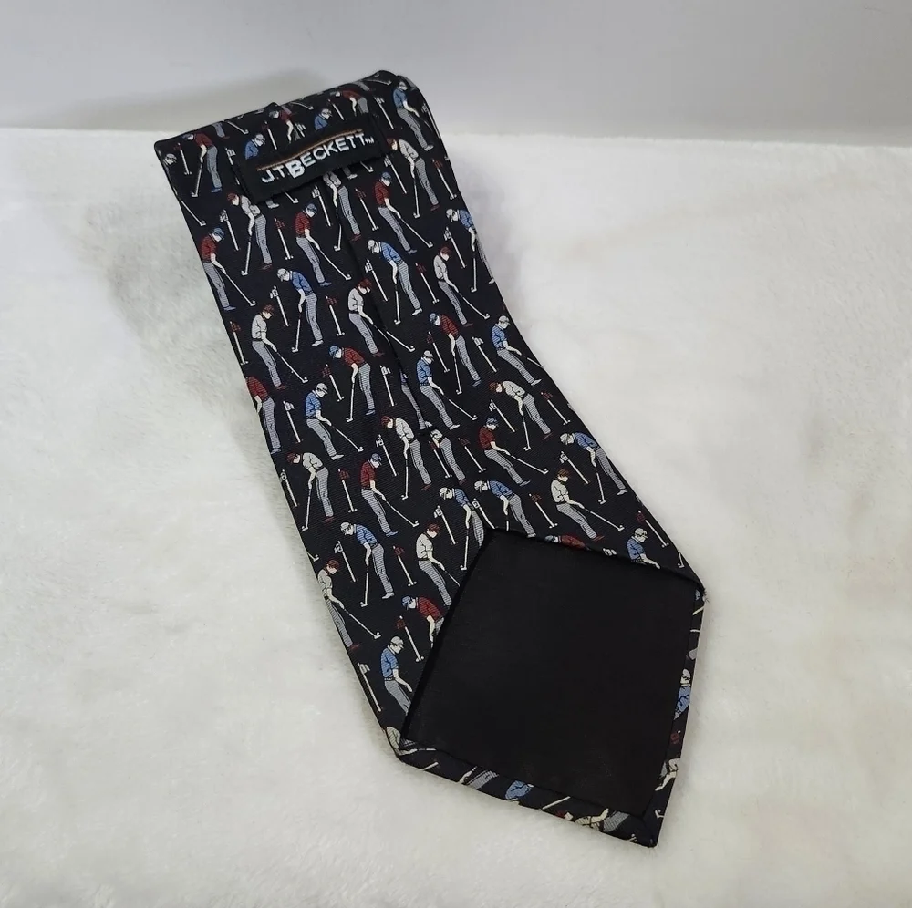 Jt Beckett Silk USA Golfers Sport Navy Blue Necktie